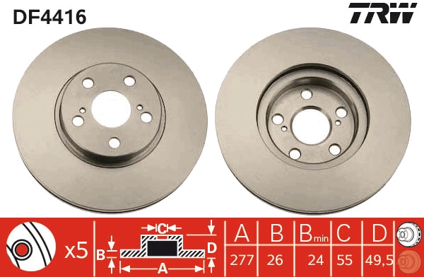 TRW DF4416 Brake Disc for...