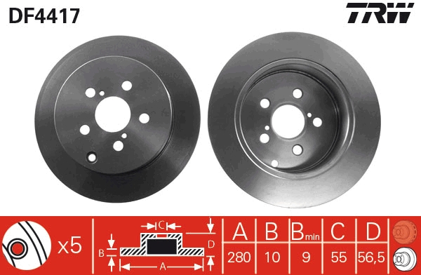 TRW DF4417 Brake Disc for...
