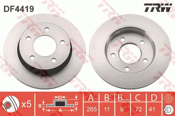 TRW DF4419 Brake Disc for...