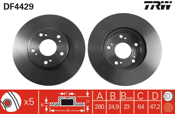 TRW DF4429 Brake Disc for...