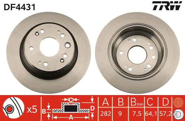 TRW DF4431 Brake Disc for...