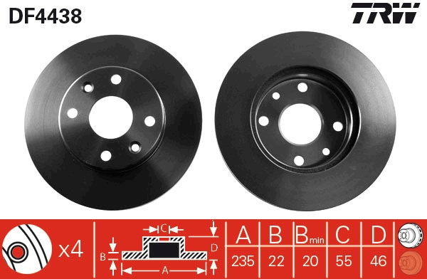 TRW DF4438 Brake Disc for KIA