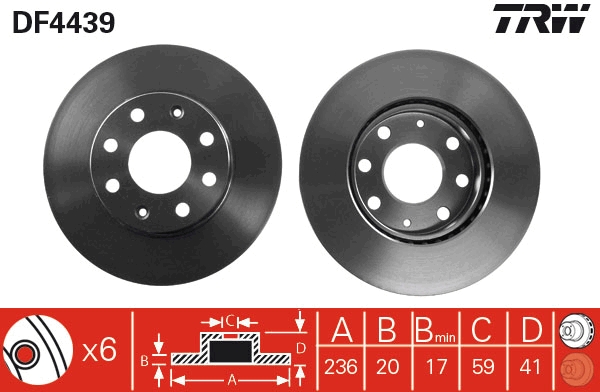 TRW DF4439 Brake Disc for...