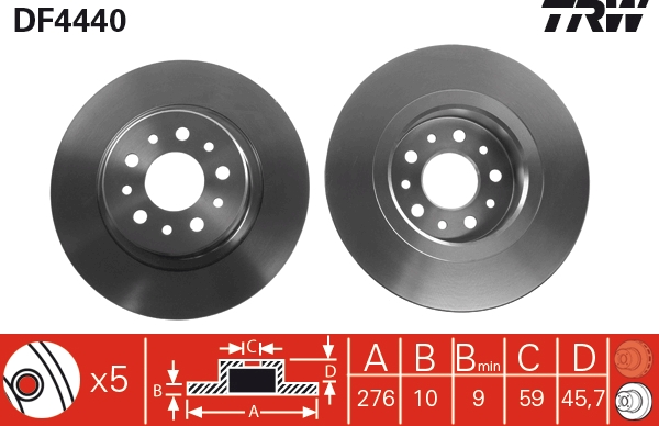 TRW DF4440 Brake Disc for...
