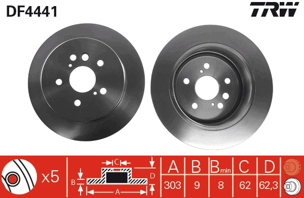 TRW DF4441 Brake Disc for...
