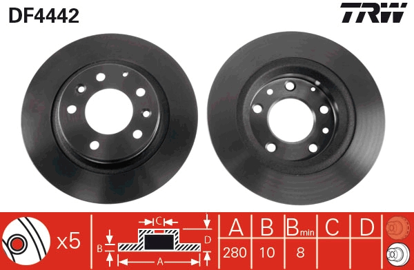 TRW DF4442 Brake Disc for...