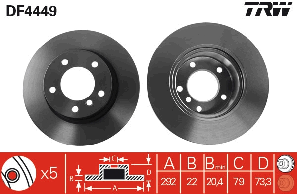 TRW DF4449 Brake Disc for...