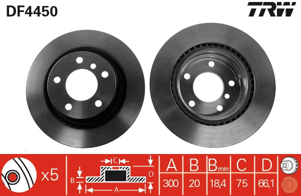 TRW DF4450 Brake Disc for...