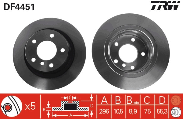 TRW DF4451 Brake Disc for...
