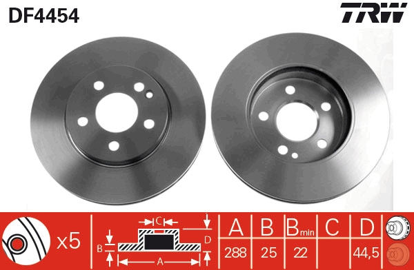 TRW DF4454 Brake Disc for...