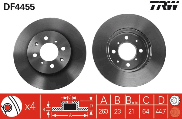 TRW DF4455 Brake Disc for...