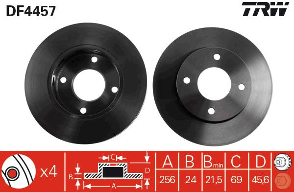 TRW DF4457 Brake Disc for...