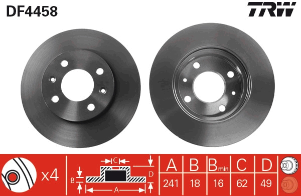 TRW DF4458 Brake Disc for...
