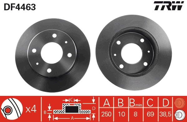 TRW DF4463 Brake Disc for...