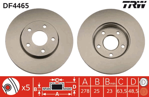 TRW DF4465 Brake Disc for...
