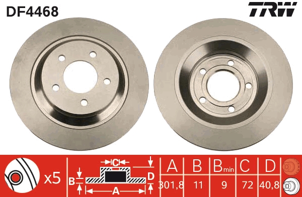 TRW DF4468 Brake Disc for...