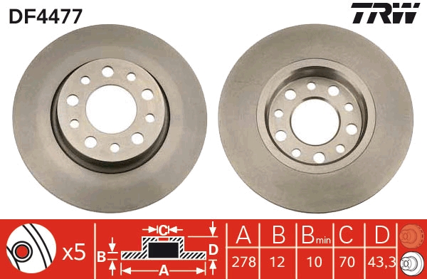TRW DF4477 Brake Disc for...