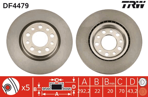 TRW DF4479 Brake Disc for...