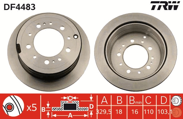 TRW DF4483 Brake Disc for...