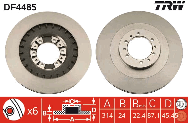 TRW DF4485 Brake Disc for...