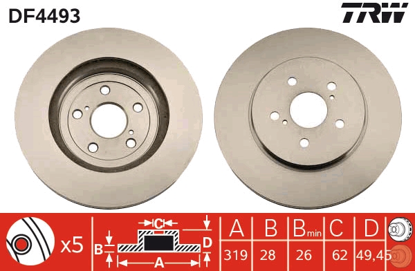 TRW DF4493 Brake Disc for...