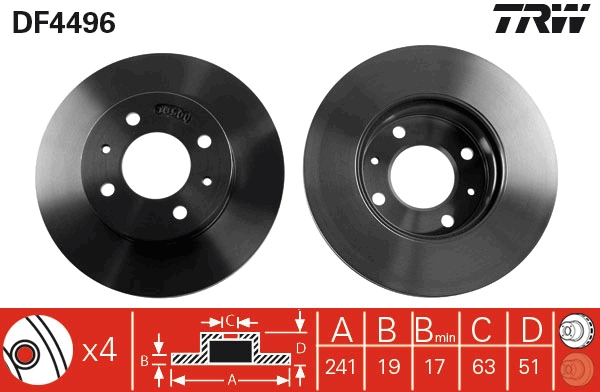 TRW DF4496 Brake Disc for...