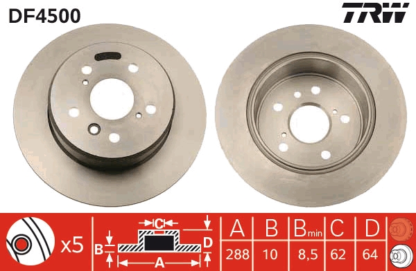TRW DF4500 Brake Disc for...