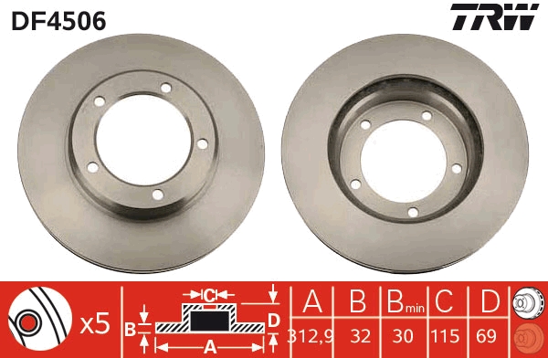 TRW DF4506 Brake Disc for...