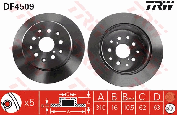 TRW DF4509 Brake Disc for...