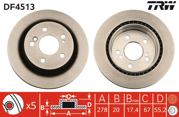 TRW DF4513 Brake Disc for...