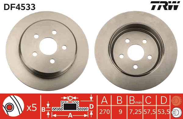 TRW DF4533 Brake Disc for...
