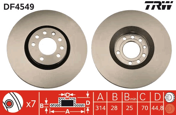 TRW DF4549 Brake Disc for...