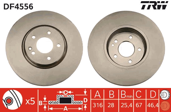 TRW DF4556 Brake Disc for...