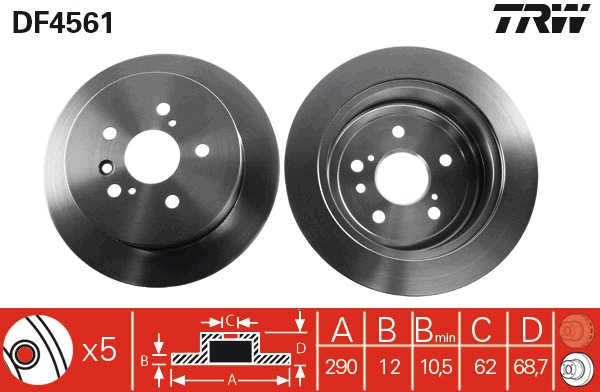 TRW DF4561 Brake Disc for...