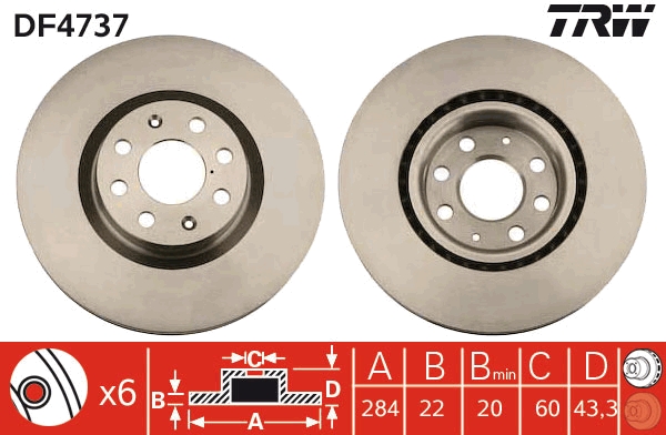 TRW DF4737 Brake Disc for...