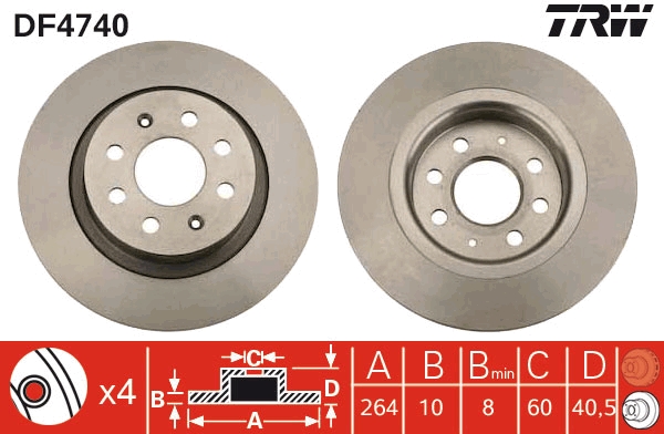 TRW DF4740 Brake Disc for...