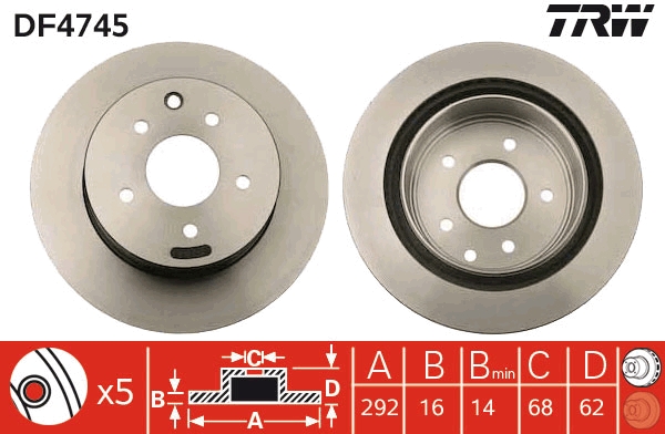 TRW DF4745 Brake Disc for...