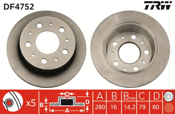 TRW DF4752 Brake Disc for...