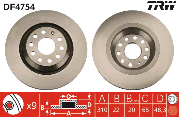 TRW DF4754 Brake Disc for...