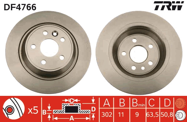 TRW DF4766 Brake Disc for...