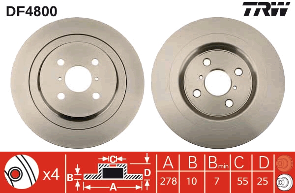 TRW DF4800 Brake Disc for...