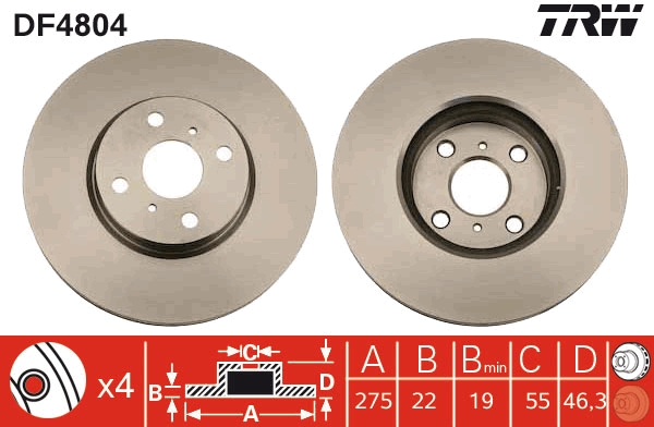 TRW DF4804 Brake Disc for...