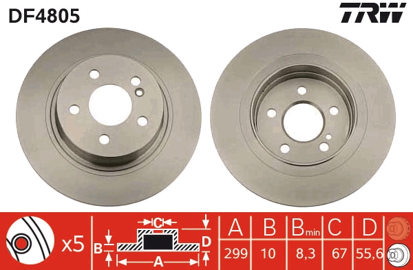 TRW DF4805 Brake Disc for...