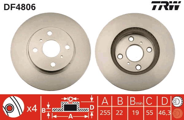 TRW DF4806 Brake Disc for...
