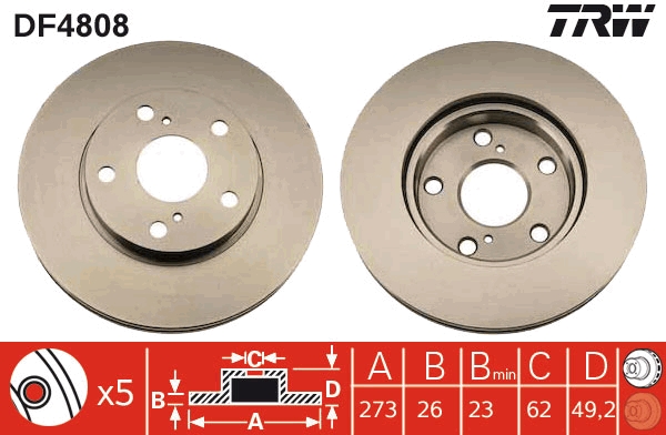 TRW DF4808 Brake Disc for...