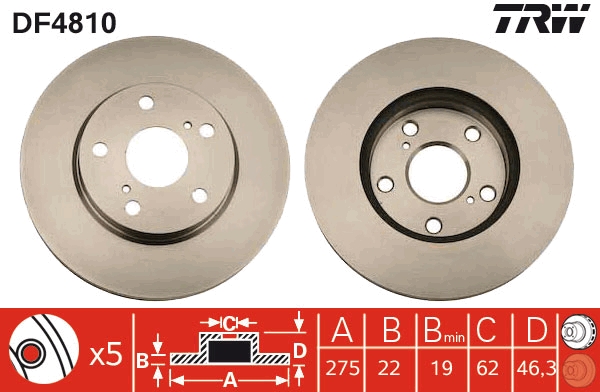 TRW DF4810 Brake Disc for...