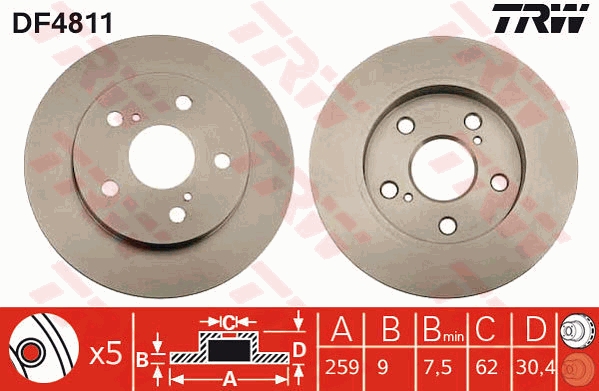 TRW DF4811 Brake Disc for...