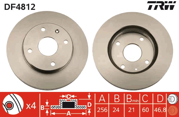 TRW DF4812 Brake Disc for...