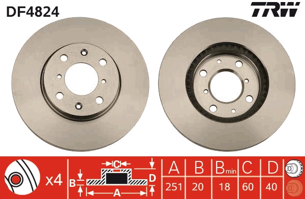 TRW DF4824 Brake Disc for...