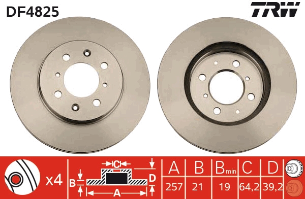 TRW DF4825 Brake Disc for...